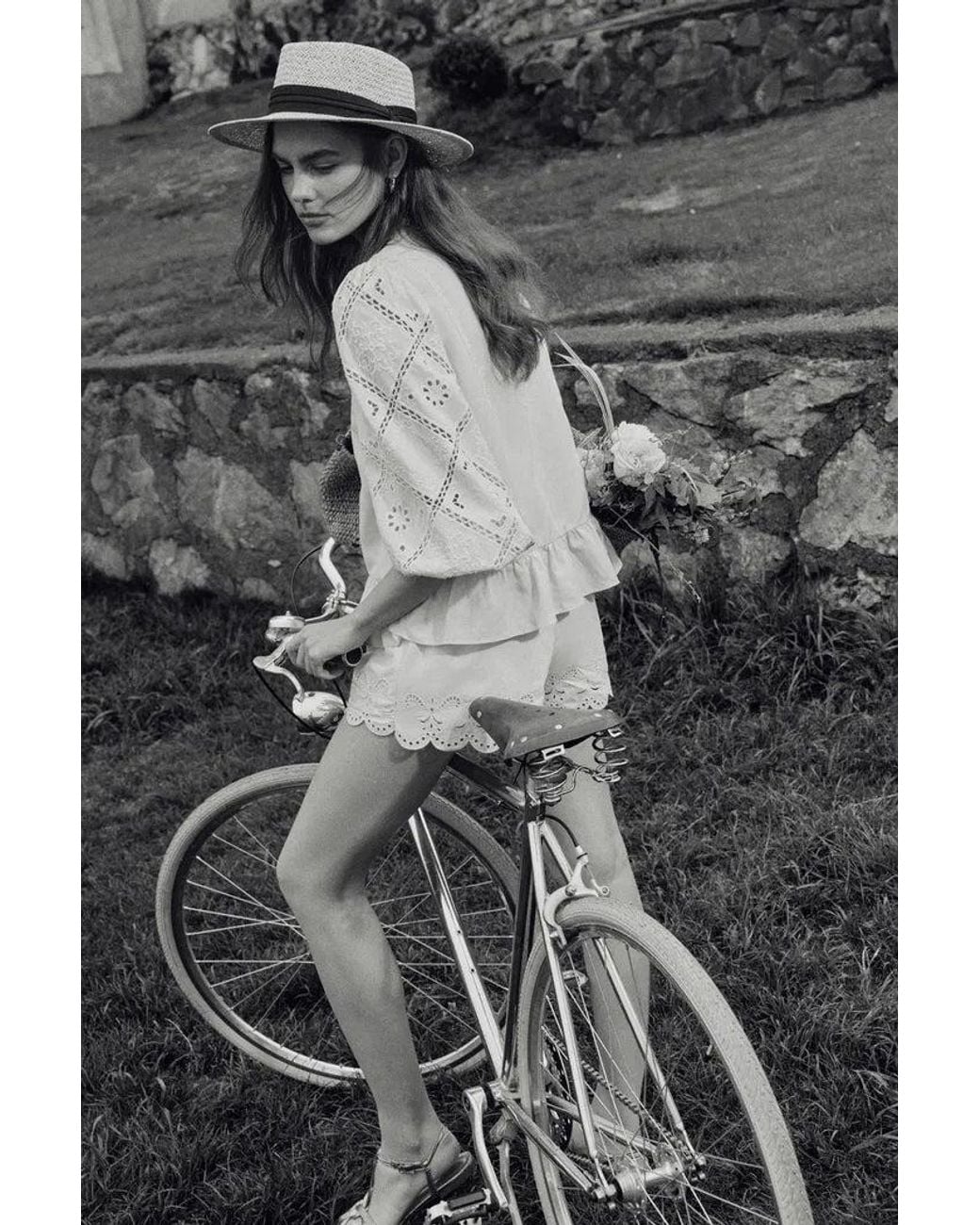 Fabrique Green Nina's Openwork Embroidery Blouse