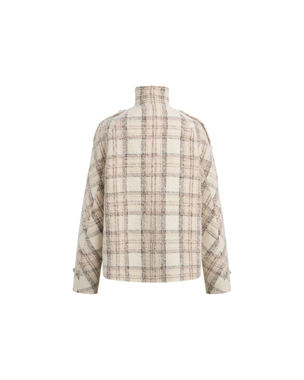 Fabrique Natural Fleur Textured Plaid Cropped Coat
