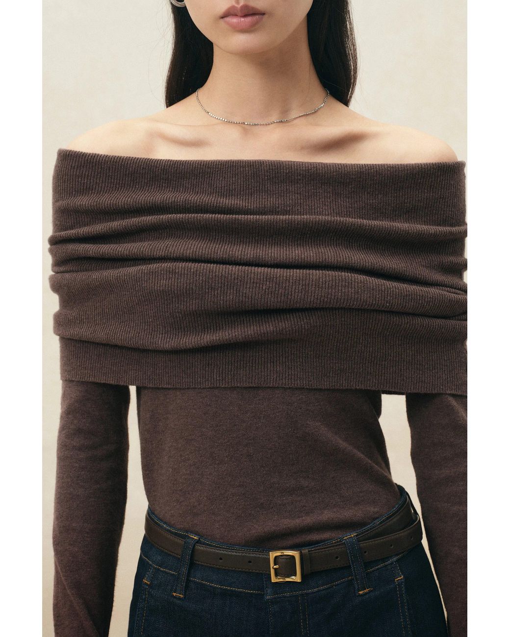 Fabrique Natural Evelyn Convertible Off Shoulder Draped Top