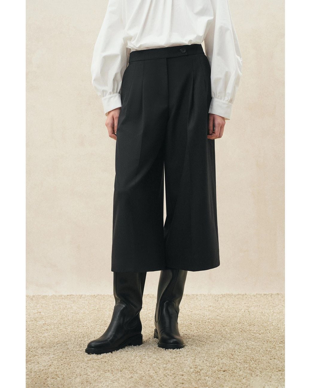 Fabrique Black Toranto Cropped Wide Leg Pants