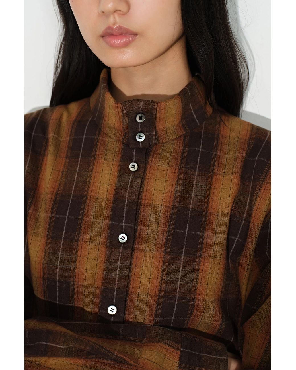 Fabrique Natural Meliora Gradient Plaid Faux Layered Shirt