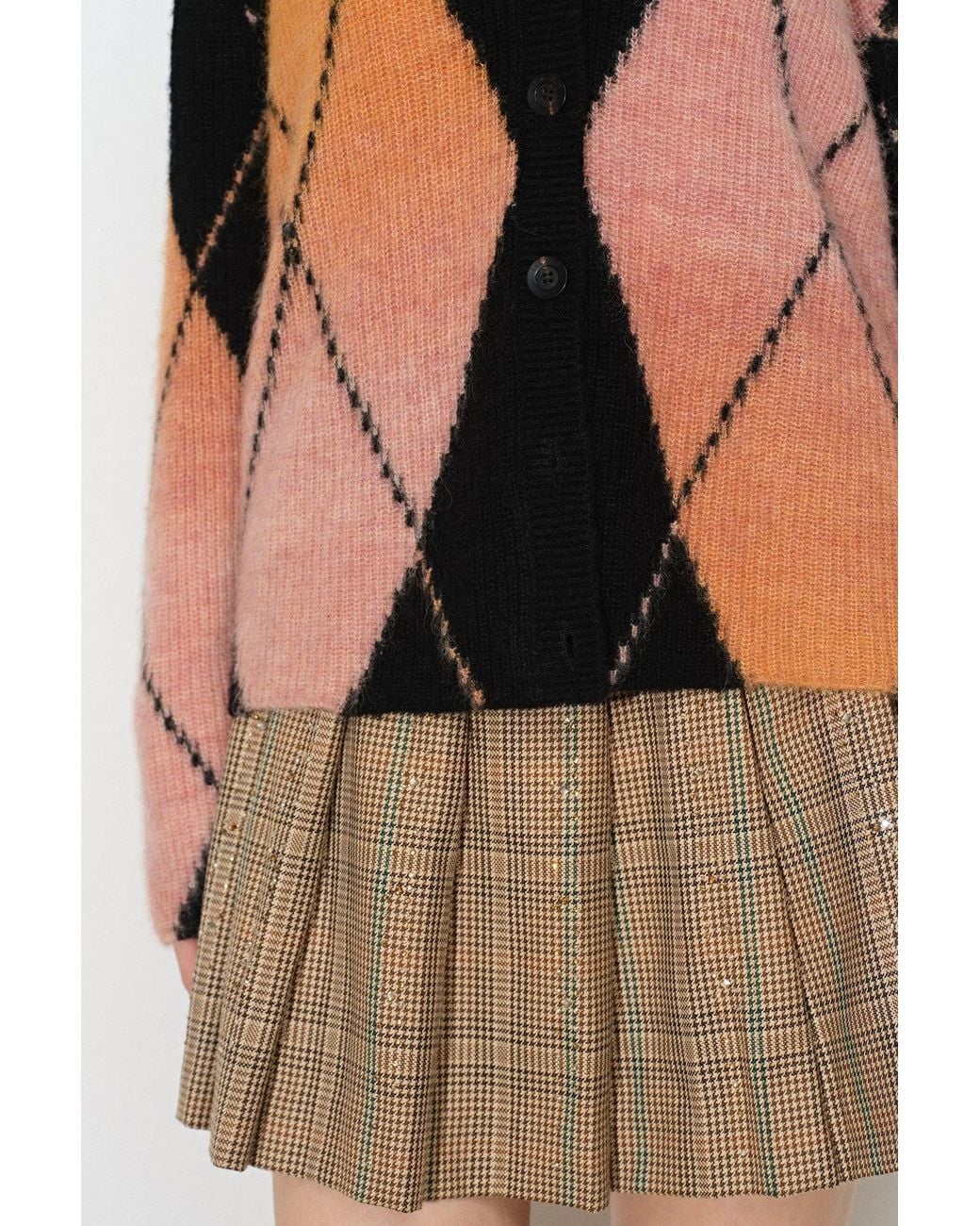 Fabrique Orange Bruce Space Dyed Gradient Argyle Cardigan