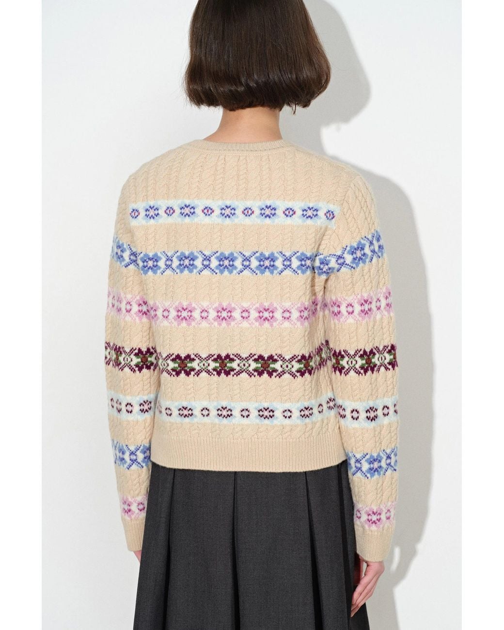 Fabrique Natural Aria Quatrefoil Jacquard Fair Isle Cardigan