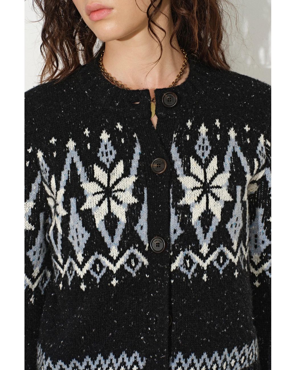 Fabrique Natural Eira Snowflake Fair Isle Cardigan