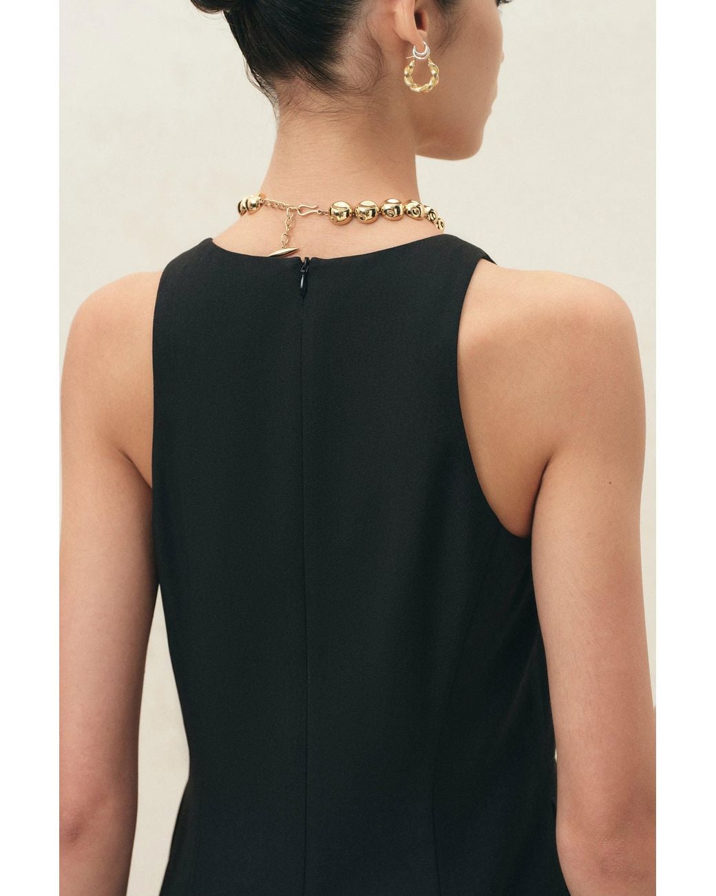 Fabrique Black Lina Waist Cinched Bubble Hem Dress