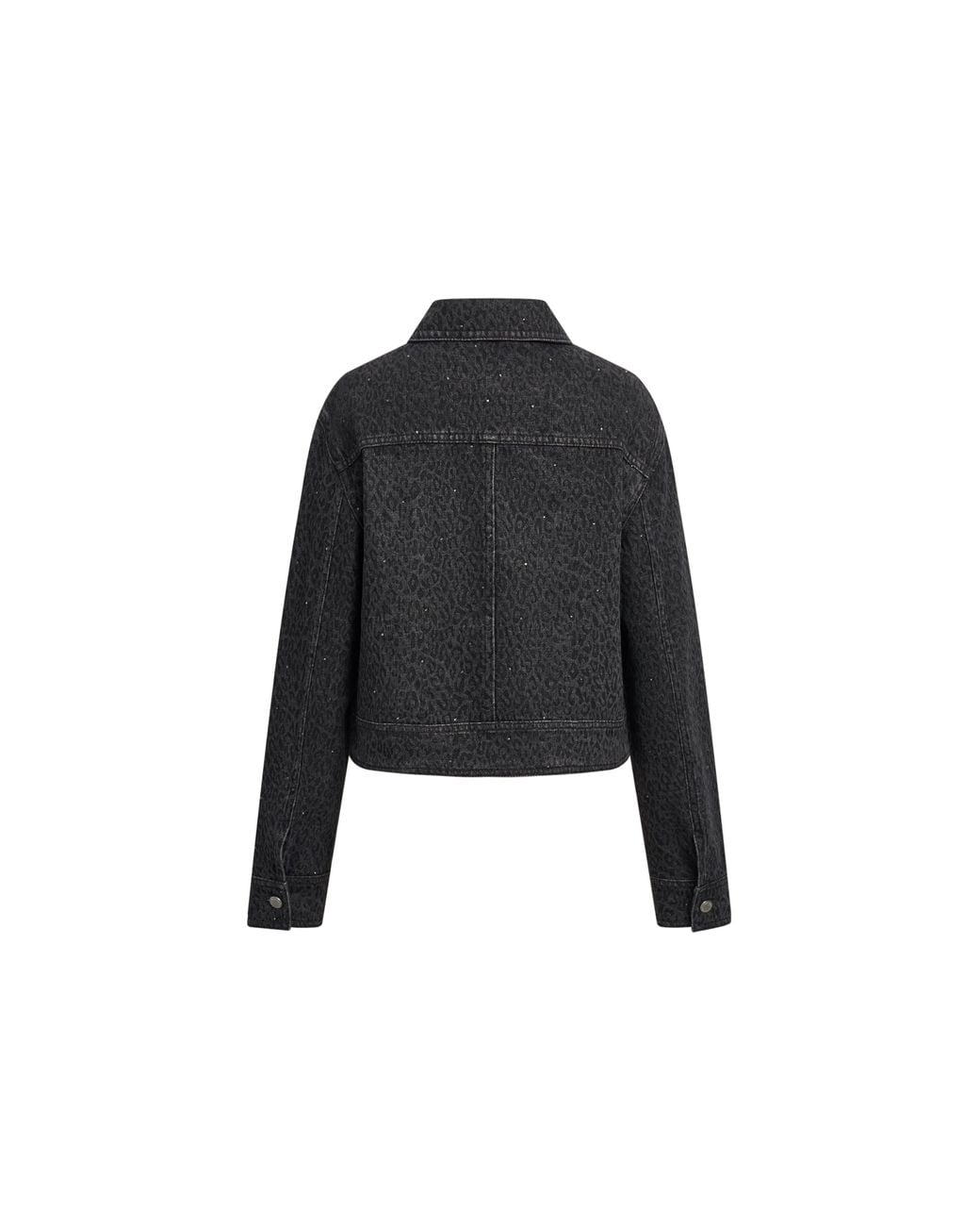 Fabrique Gray Oliver Crystal Embellished Leopard Print Cropped Jacket