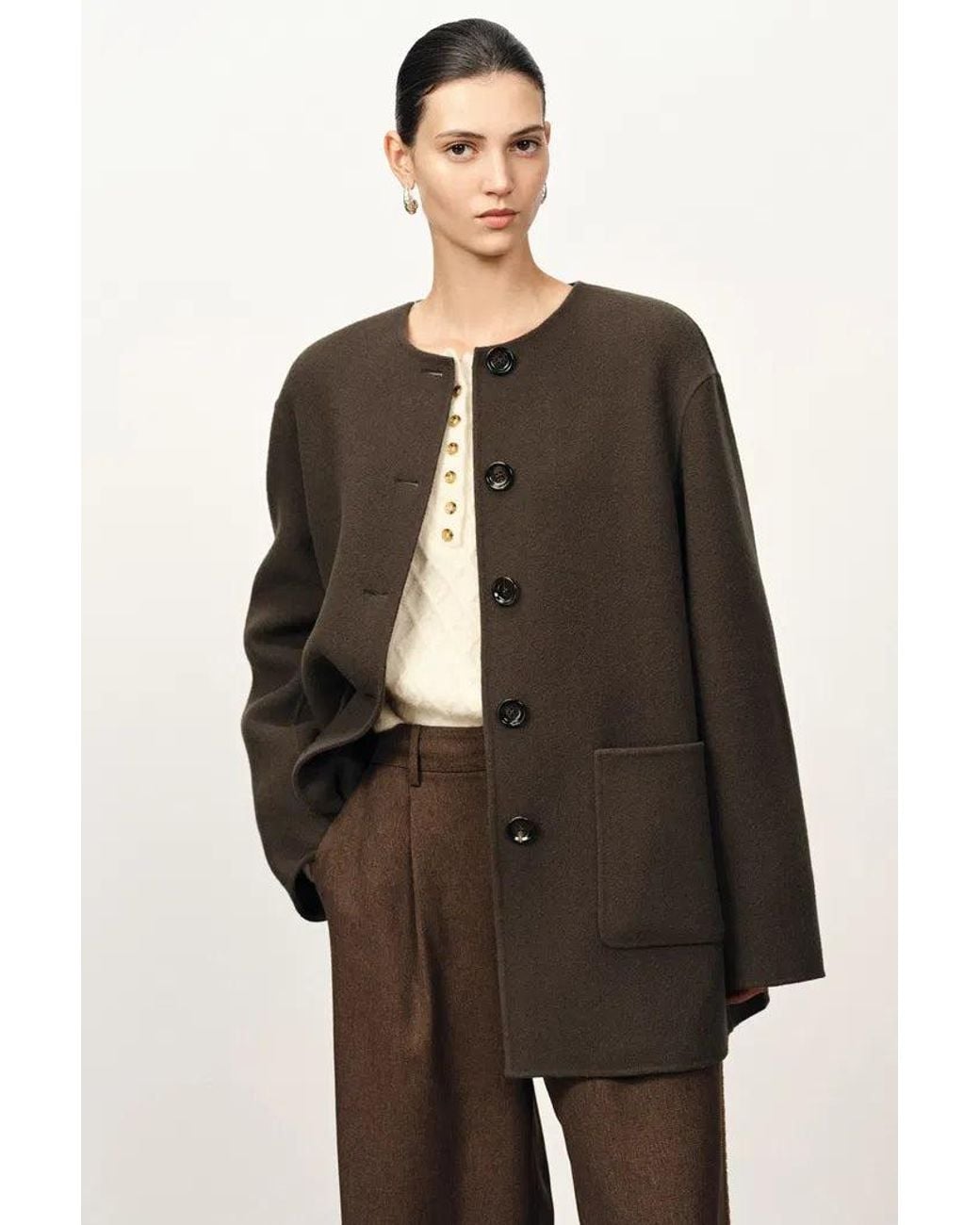 Fabrique Black Kaila Fringed Scarf Coat