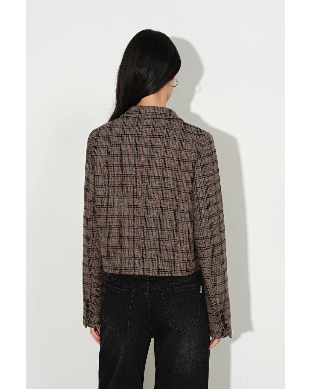 Fabrique Multicolor Amber Plaid Cropped Blazer