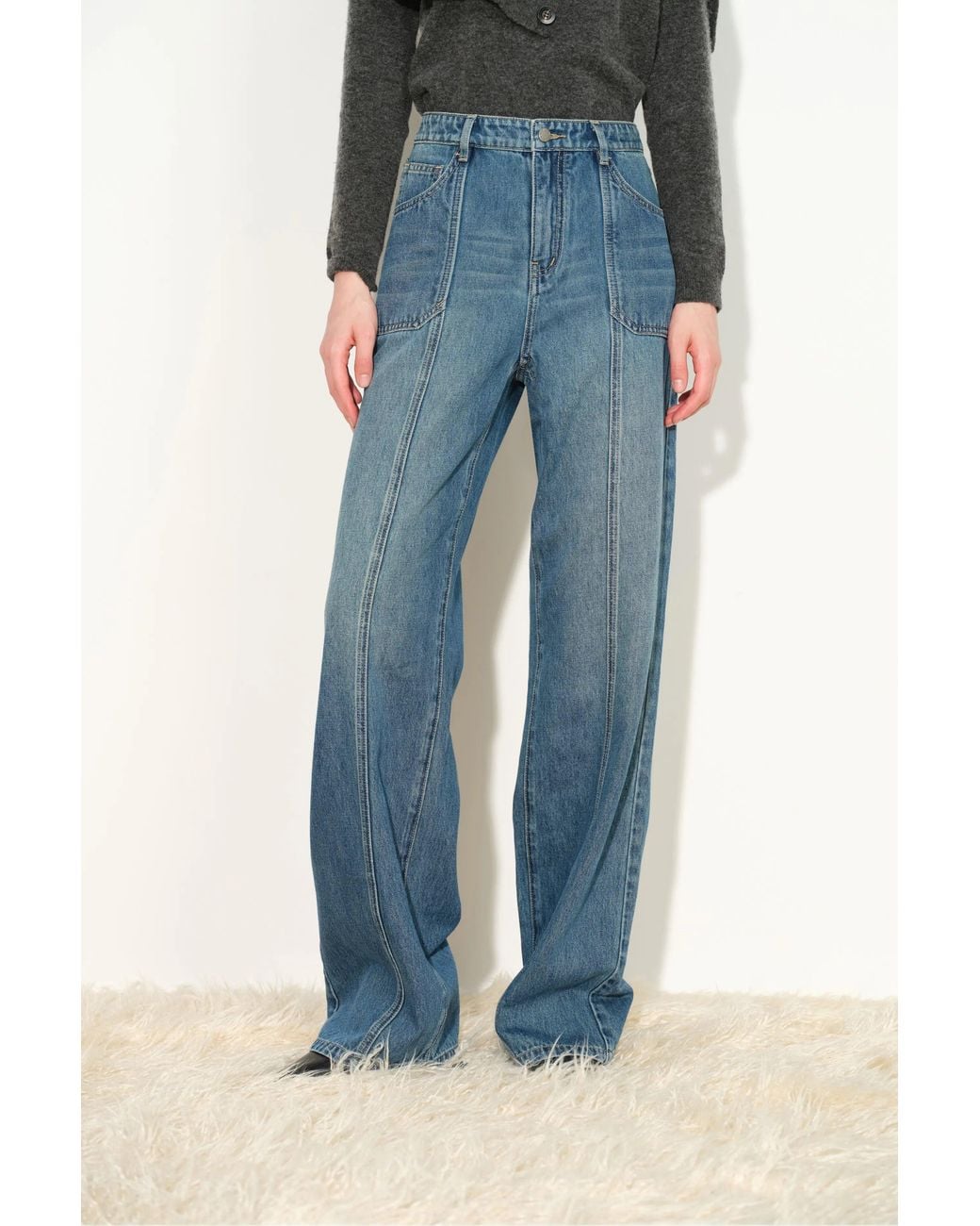 Fabrique Blue Thelma Utility Wide Leg Jeans