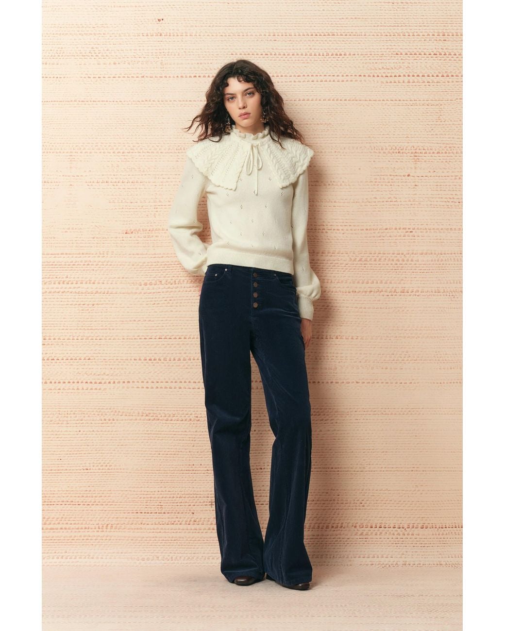 Fabrique Natural Agnes Crochet Textured Sweater