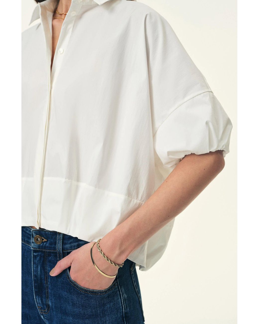 Fabrique Blue Claire Puff Sleeve Bubble Shirt