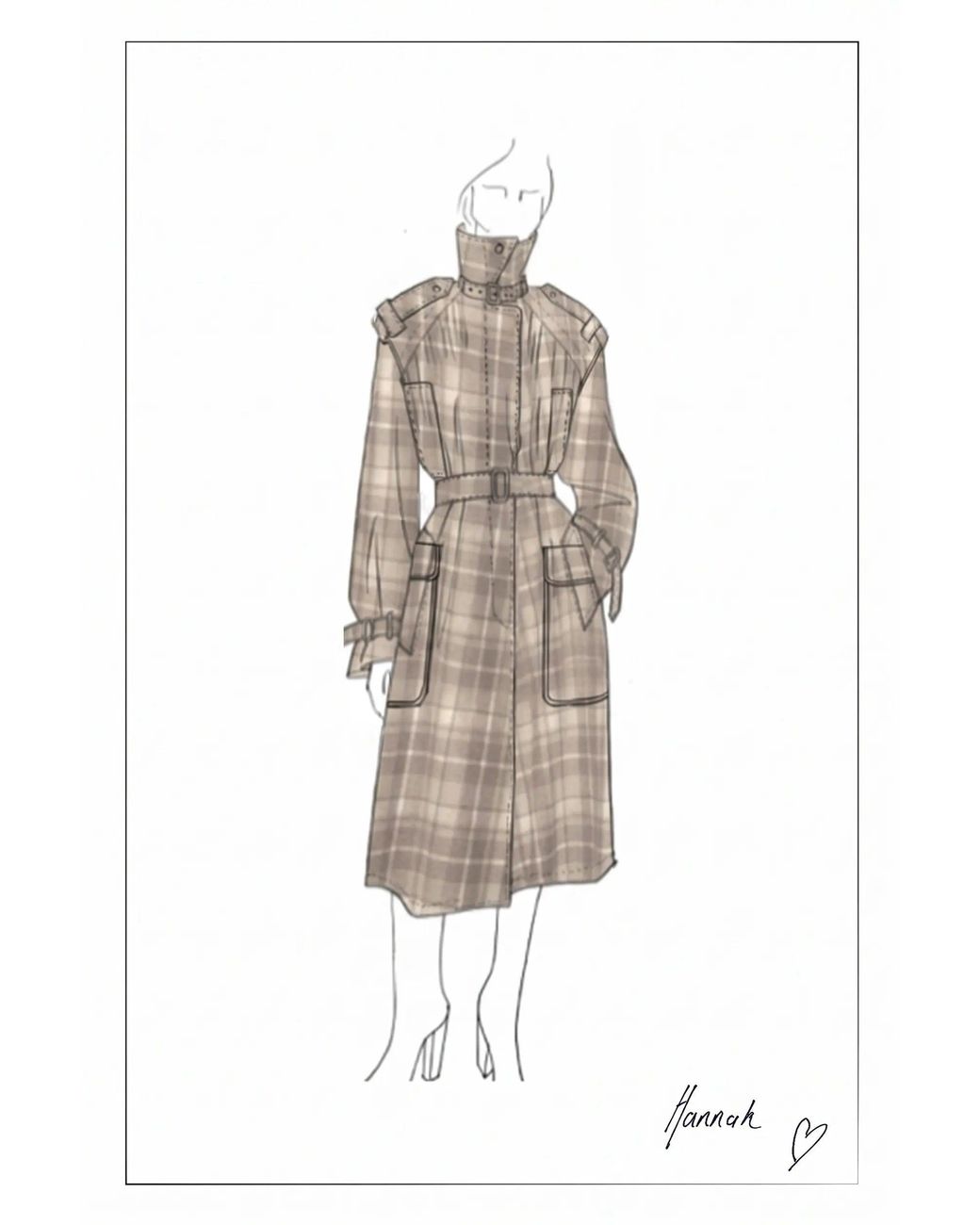 Fabrique Multicolor Fleur Textured Plaid Belted Long Coat