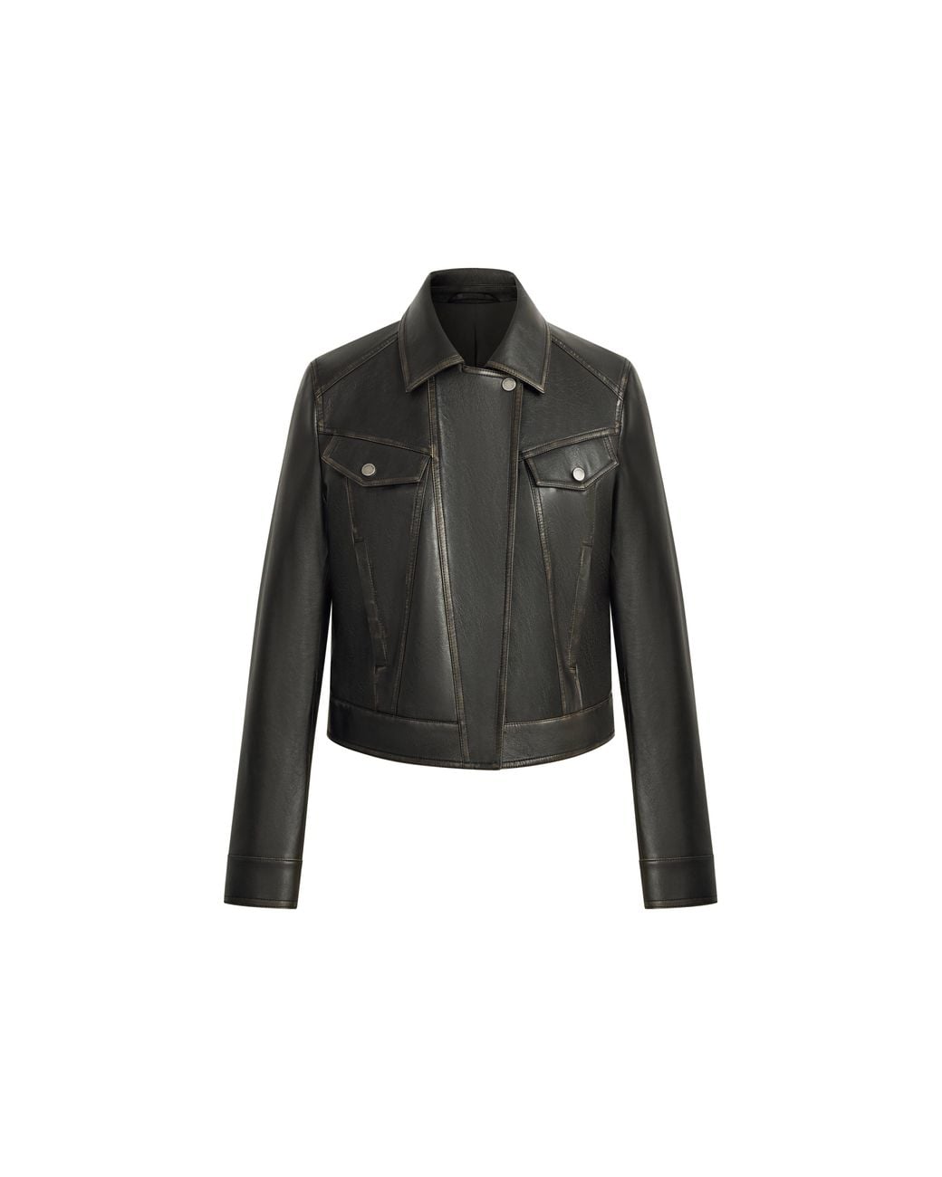 Fabrique Multicolor Miriam Vintage Wash Fitted Biker Jacket