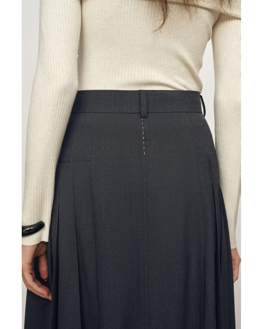 Fabrique Blue Gloria Pleated High Waist Skirt