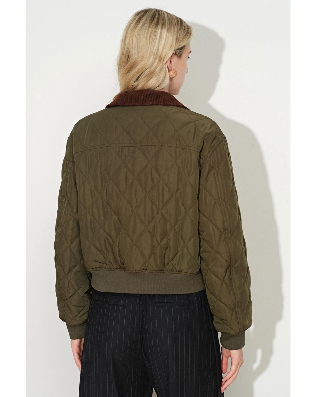 Fabrique Multicolor Minka Reversible Quilted Plaid Bomber Jacket