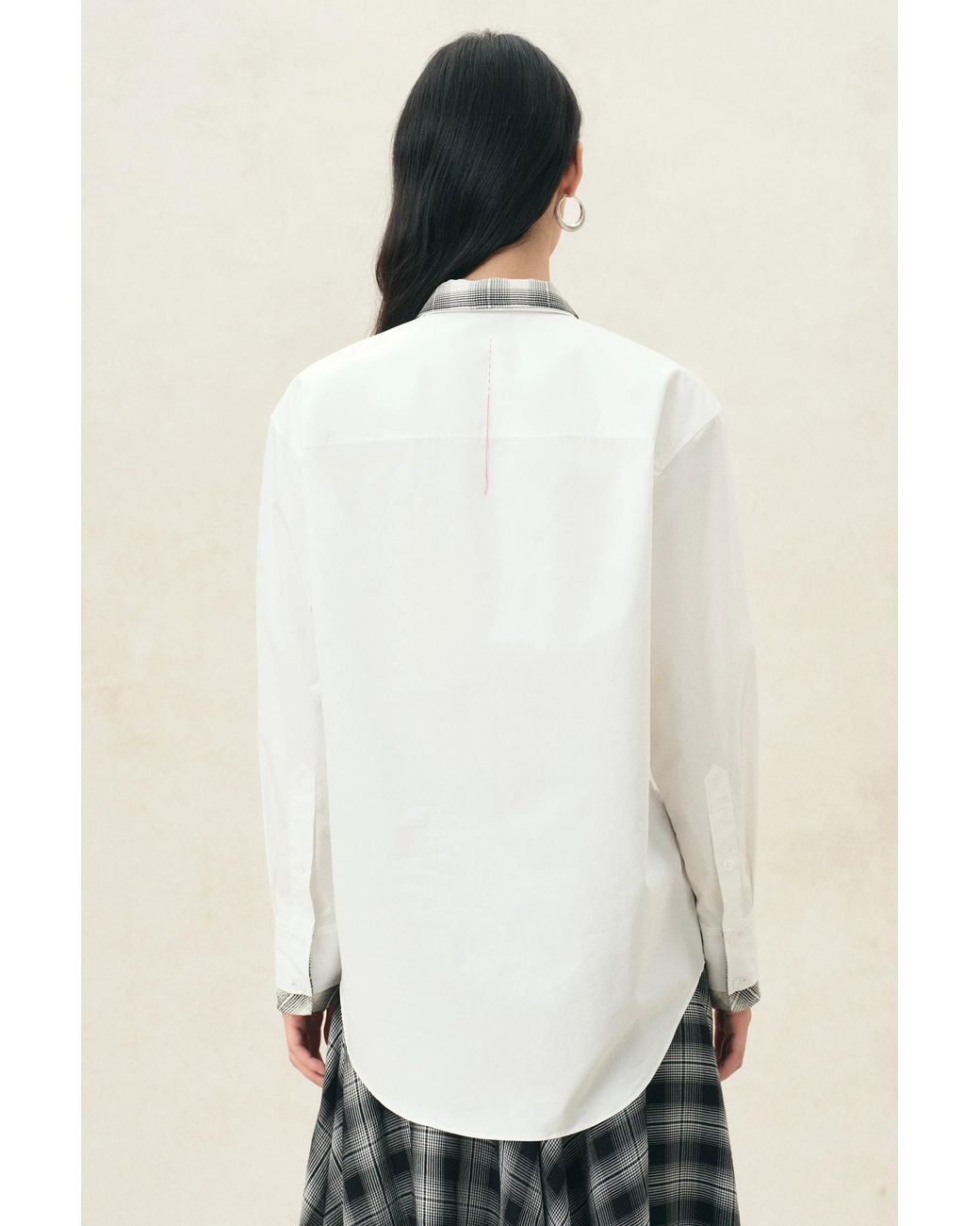 Fabrique Natural Riley Plaid Embroidery Oversized Shirt