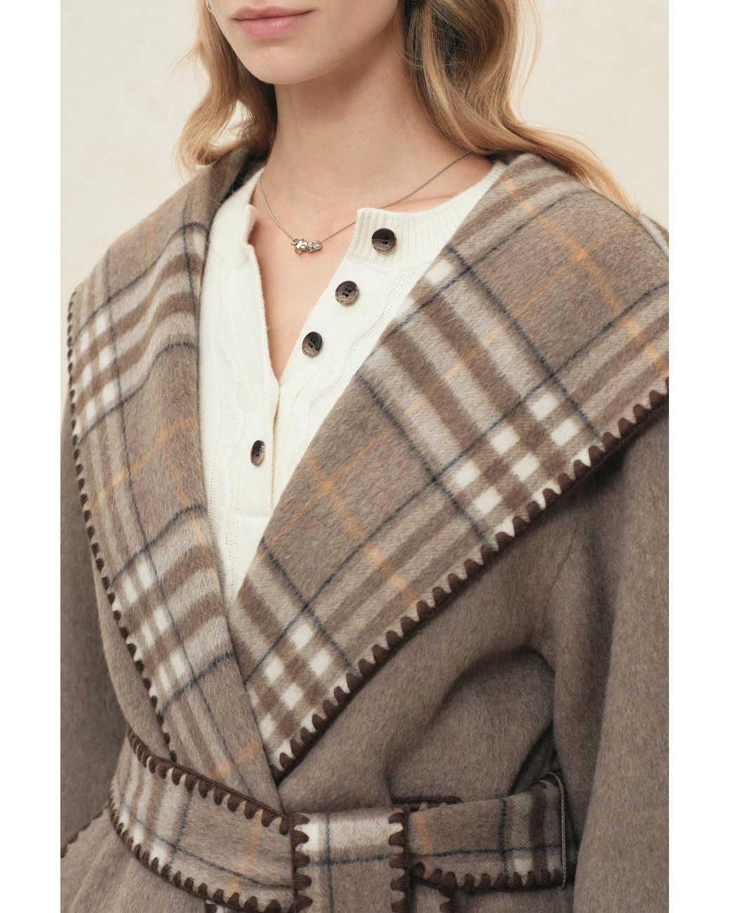 Fabrique Natural Aimee Embroidered Reversible Hooded Coat