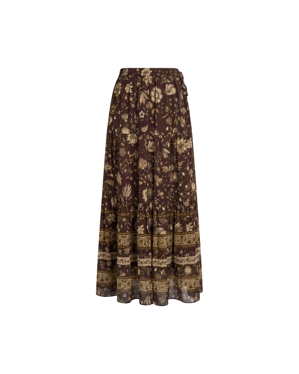 Fabrique Brown Juniper Persian Inspired Floral Skirt