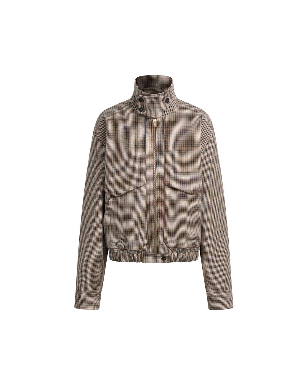 Fabrique Gray Elodie Houndstooth Bomber Jacket