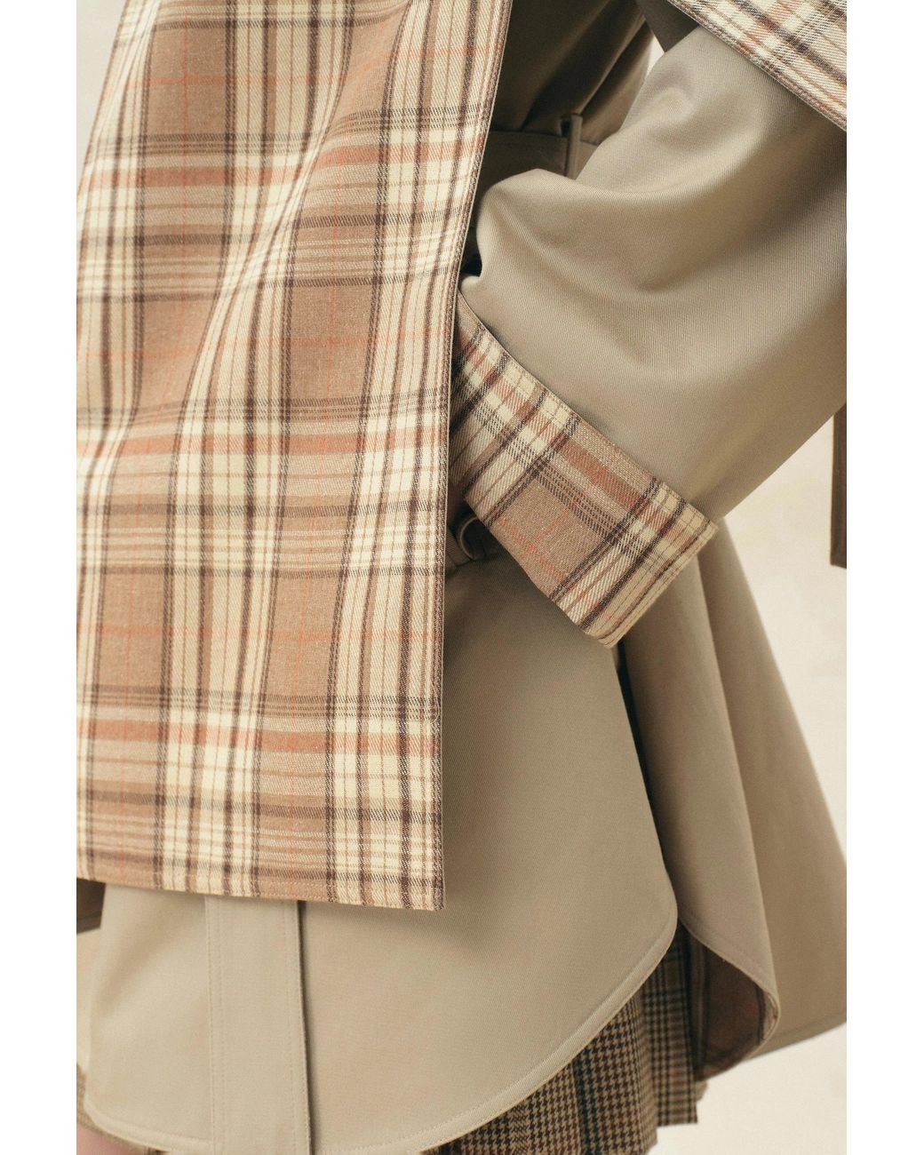 Fabrique Multicolor Tamsin Reversible Plaid Trench Coat With Scarf