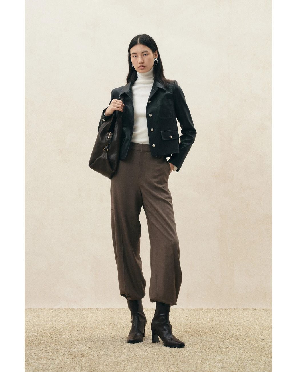 Fabrique Natural Cassia Metal Ring Slim Straight Leg Pants