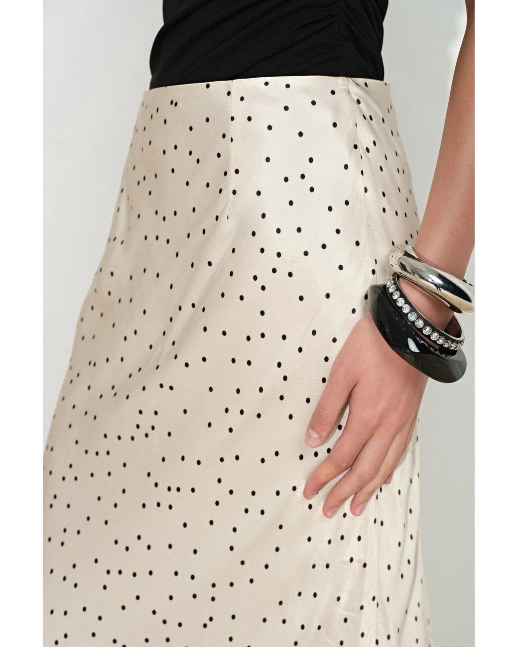 Fabrique Black Sonnet Polka Dot Lace Trim Skirt