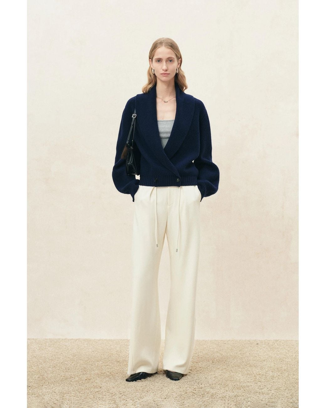 Fabrique Blue Xaviera Relaxed Shawl Collar Cardigan
