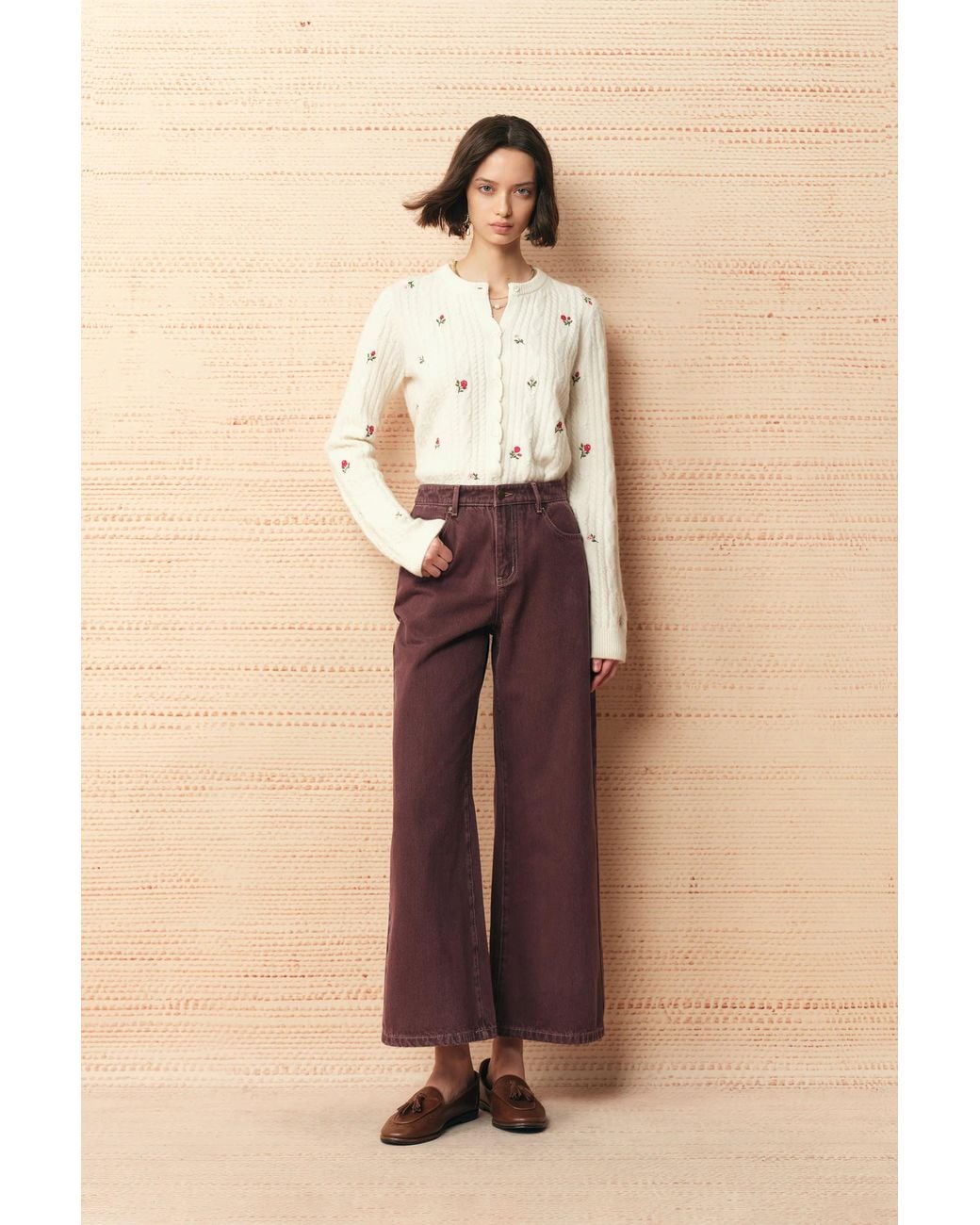 Fabrique Brown Elowen Cropped Straight Leg Jeans