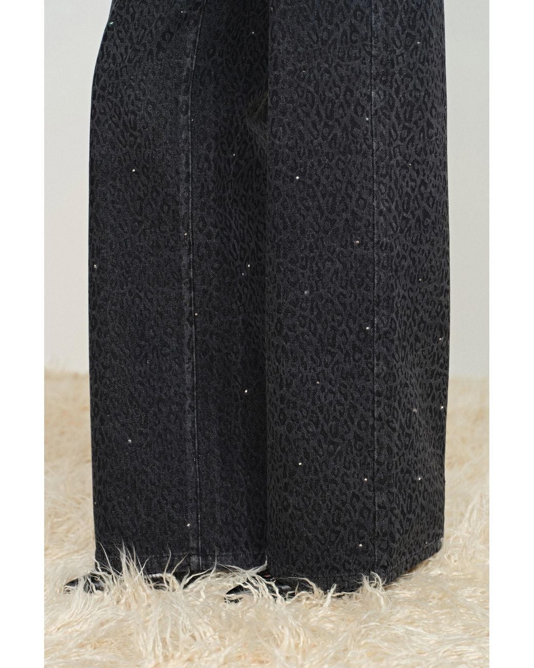 Fabrique Black Zoe Crystal Embellished Leopard Print Jeans
