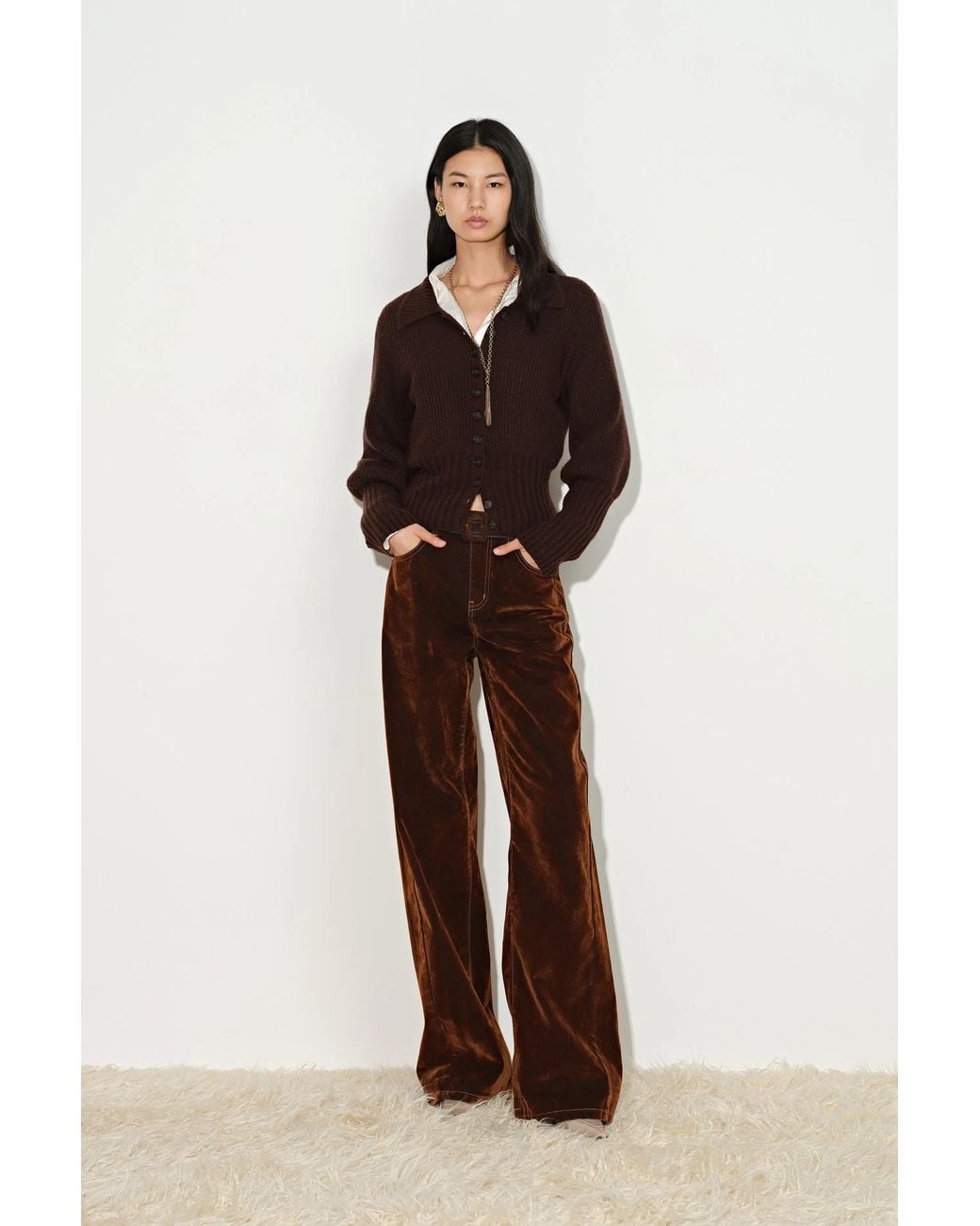 Fabrique Brown Taylor Belted Straight Leg Jeans