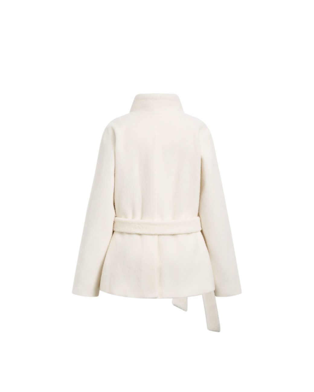 Fabrique White Gwyneira Belted Textured Cropped Coat
