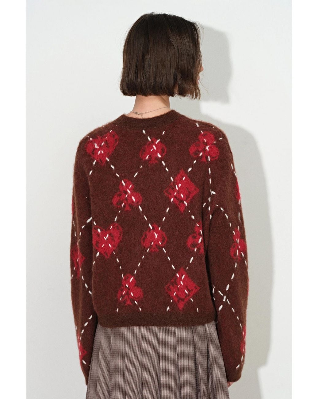 Fabrique Red Bette Hand Sewn Crewneck Sweater