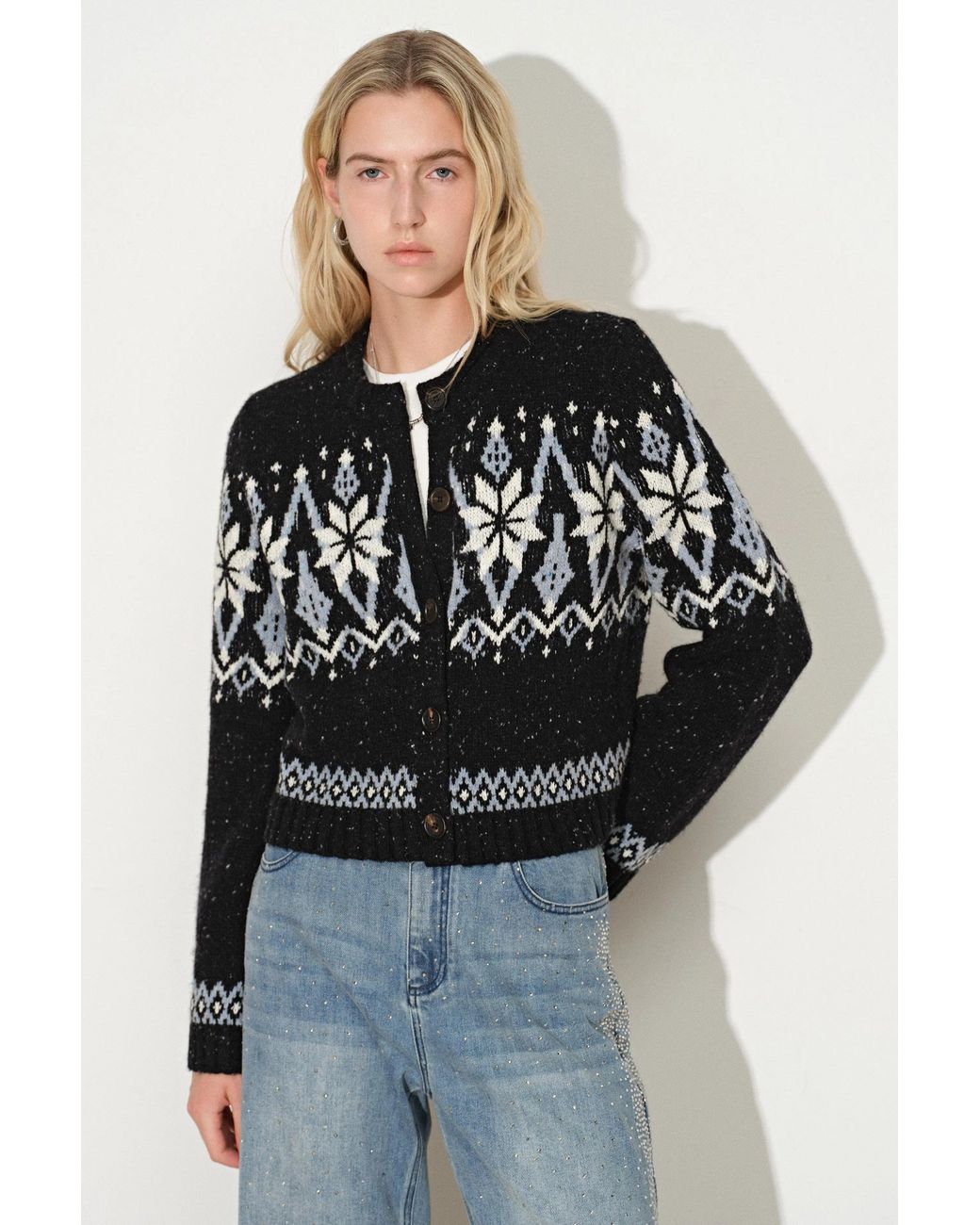 Fabrique Natural Eira Snowflake Fair Isle Cardigan