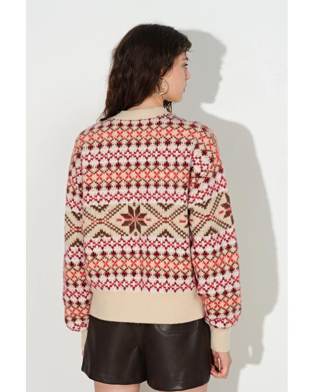 Fabrique Red Fiona Fair Isle Sweater