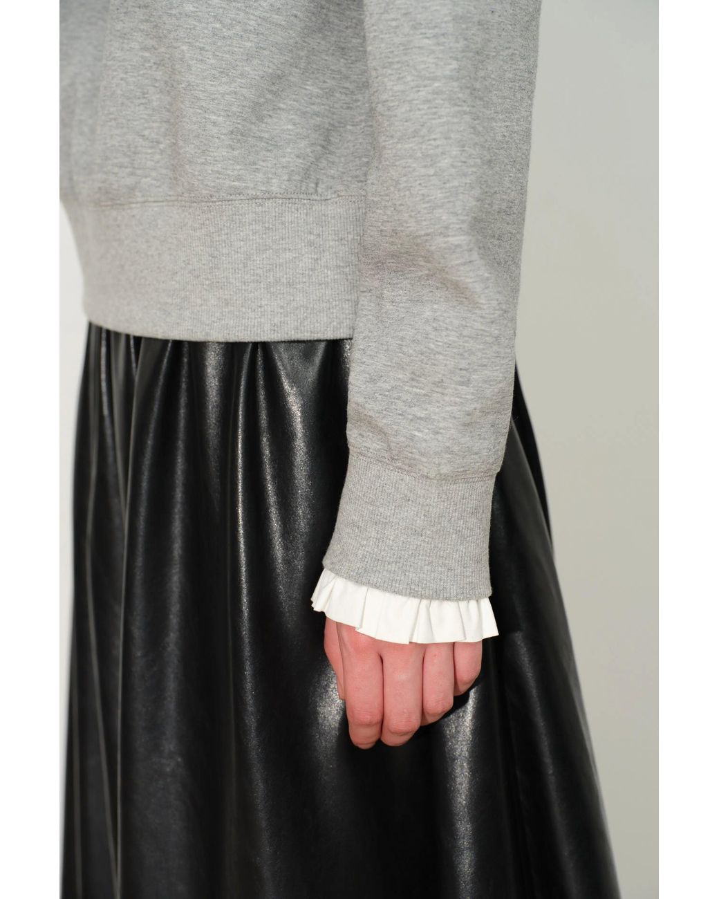 Fabrique Gray Esther Detachable Lace Collar Layered Sweatshirt