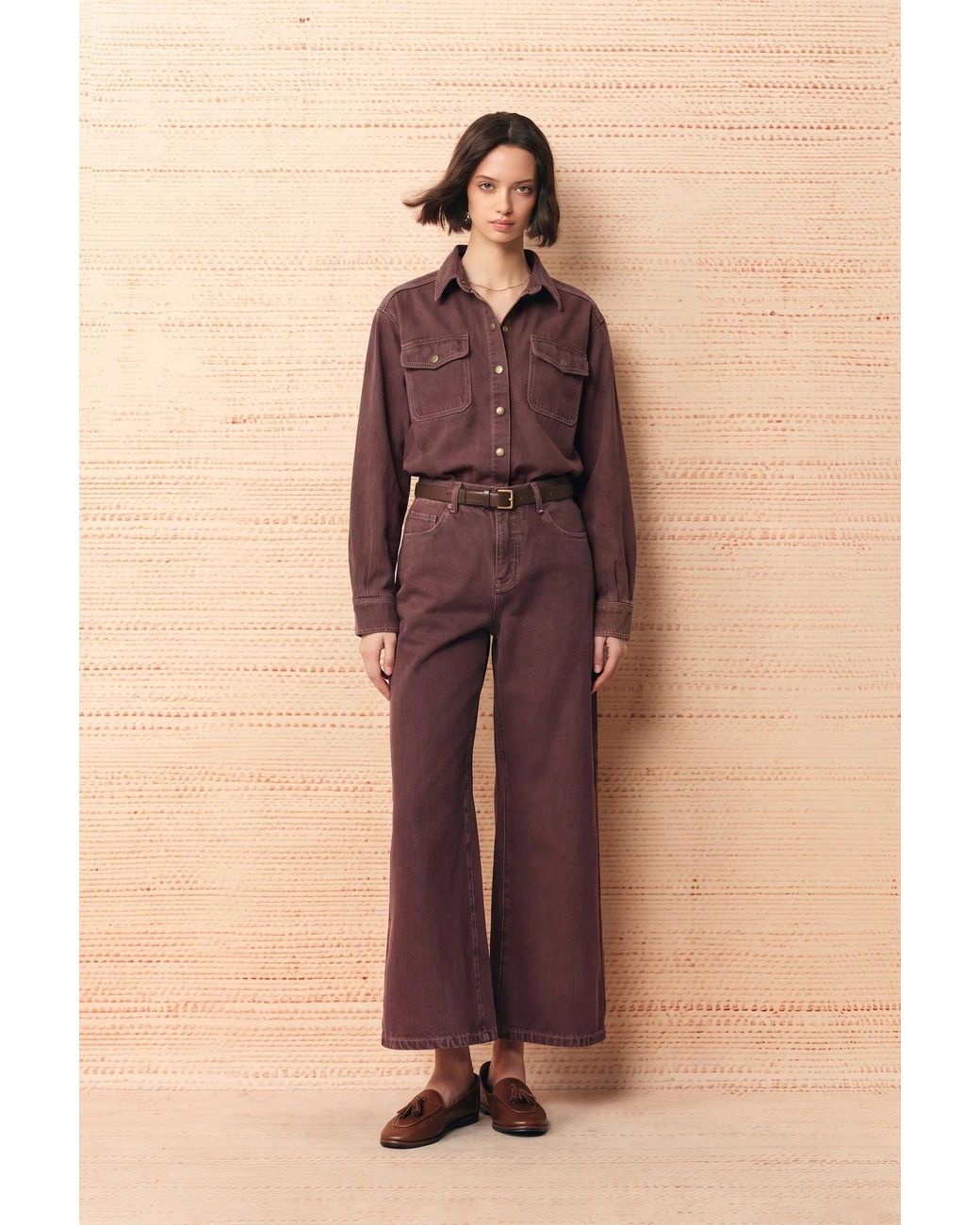 Fabrique Brown Elowen Cropped Straight Leg Jeans