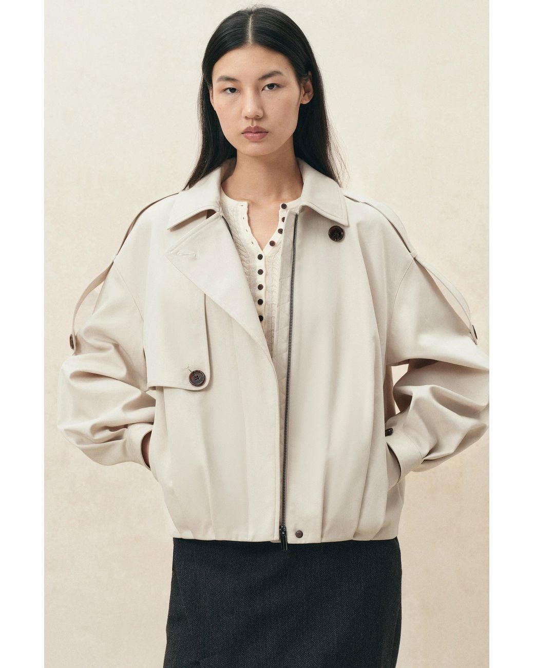 Fabrique Natural Enyo Ruched Hem Lightweight Jacket