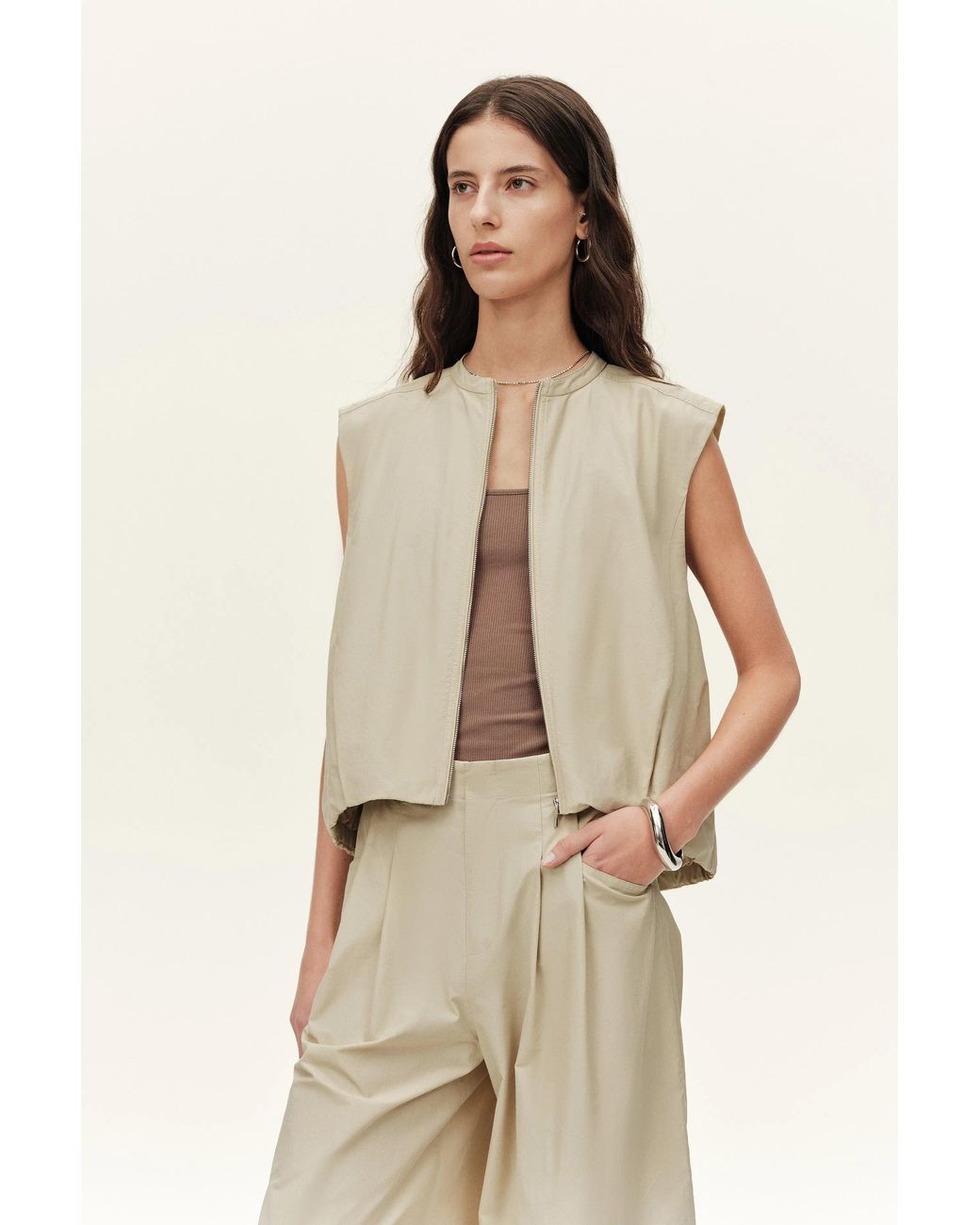 Fabrique Natural Sienna Relaxed Tailored Sleeveless Top
