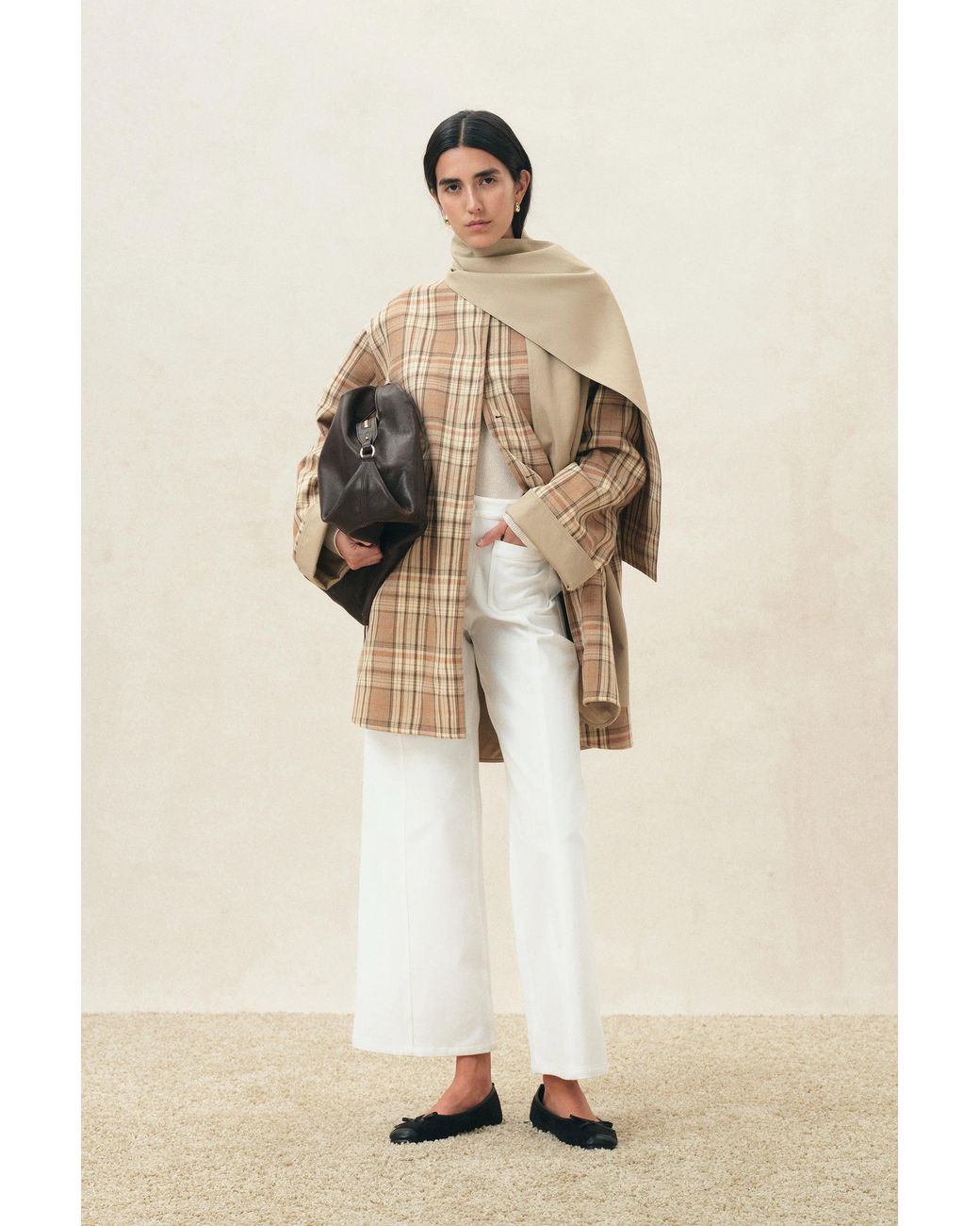 Fabrique Multicolor Tamsin Reversible Plaid Trench Coat With Scarf
