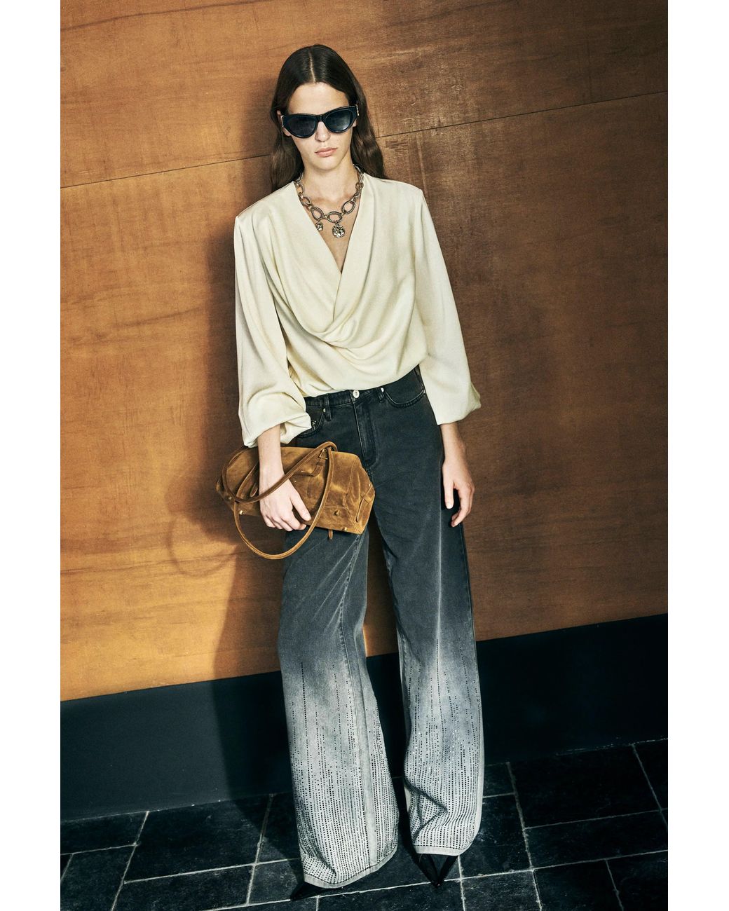 Fabrique Multicolor Elara Ombré Rhinestone Wide Leg Jeans