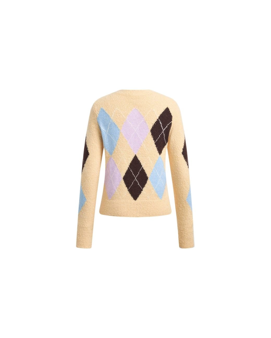 Fabrique Natural Hart Argyle Cropped Crewneck Cardigan