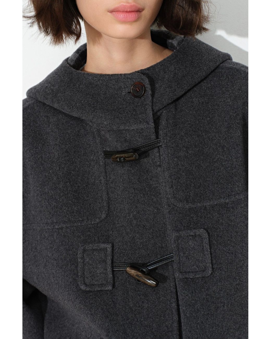 Fabrique Black Aeliana Plaid Hooded Midi Coat