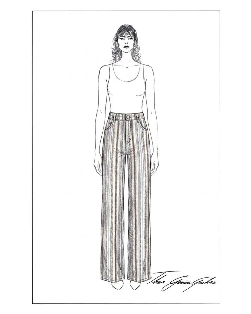Fabrique Natural Lila Corduroy Stripe Straight Leg Jeans