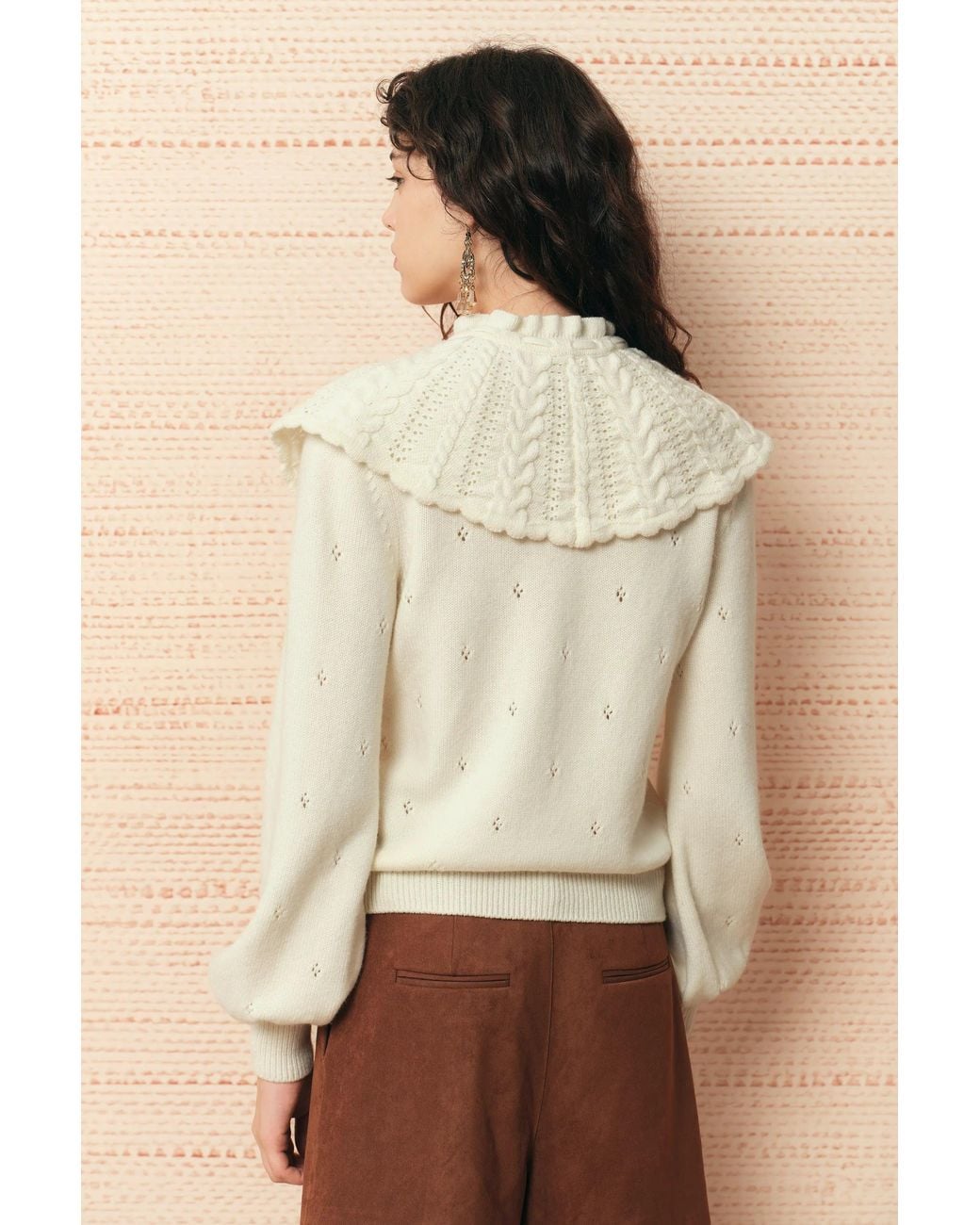 Fabrique Natural Agnes Crochet Textured Sweater