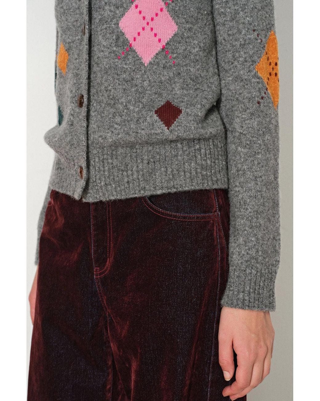 Fabrique Gray Sidonie Argyle Lapel Cardigan