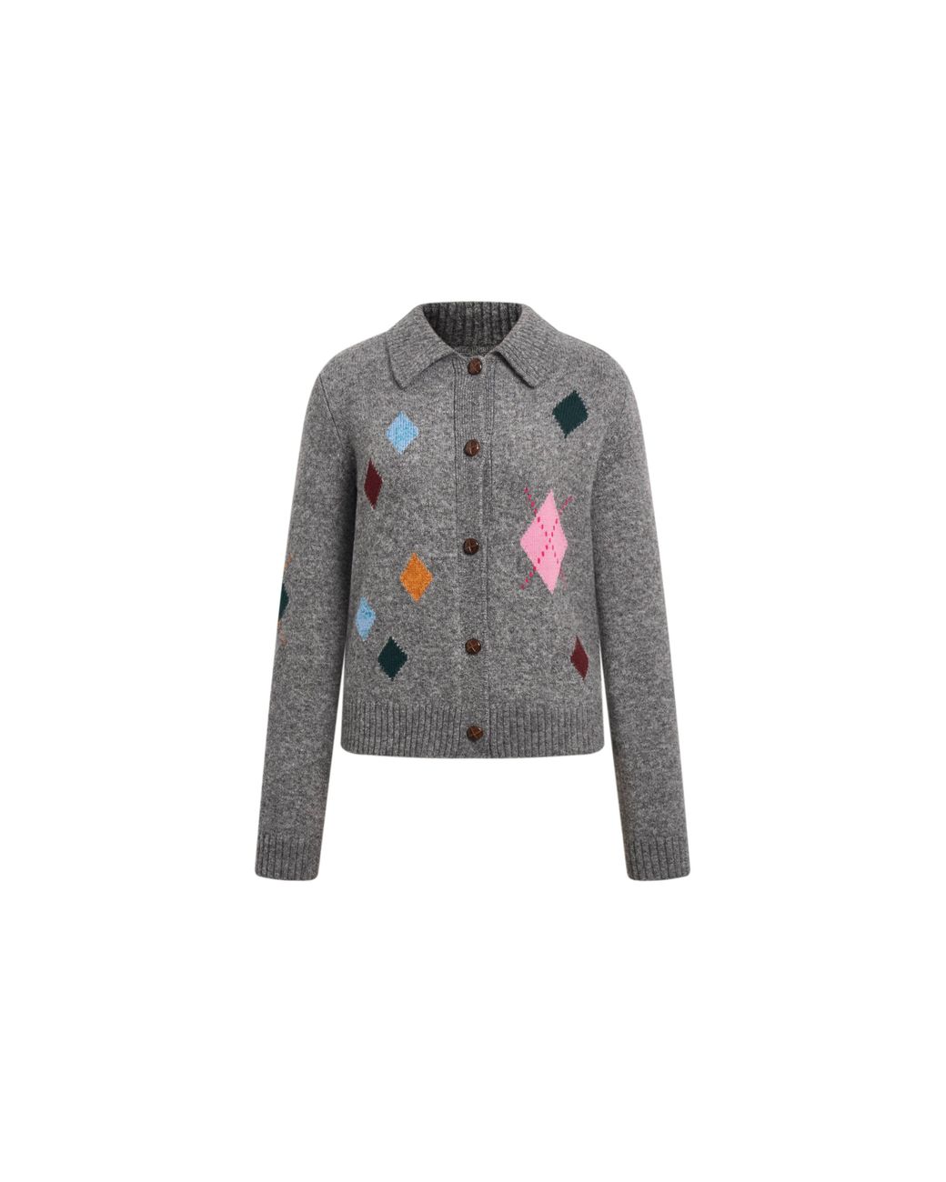 Fabrique Gray Sidonie Argyle Lapel Cardigan