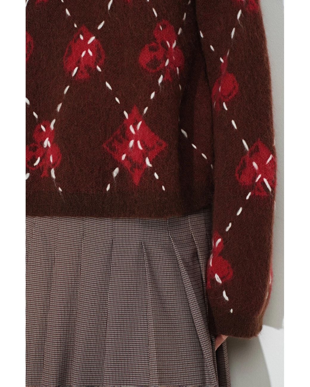 Fabrique Red Bette Hand Sewn Crewneck Sweater