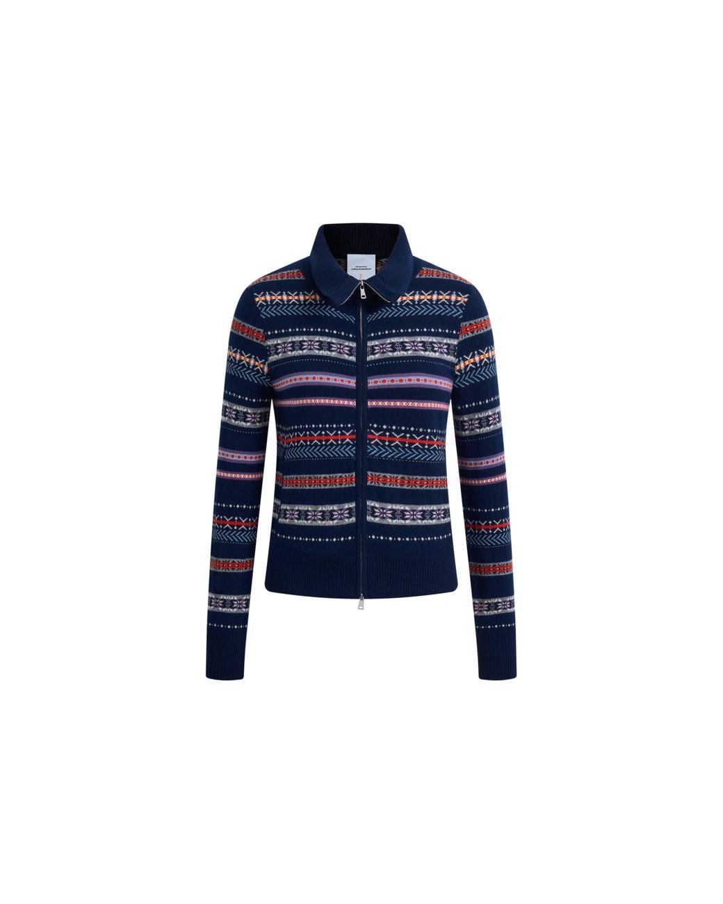 Fabrique Blue Isla Fair Isle Cropped Polo Cardigan