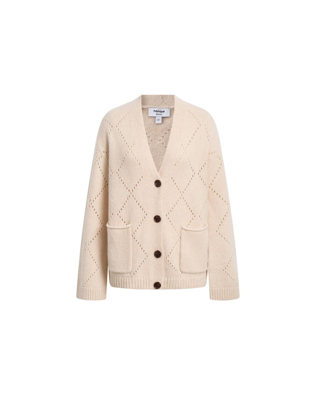 Fabrique Natural Kaia Argyle Openwork Cardigan