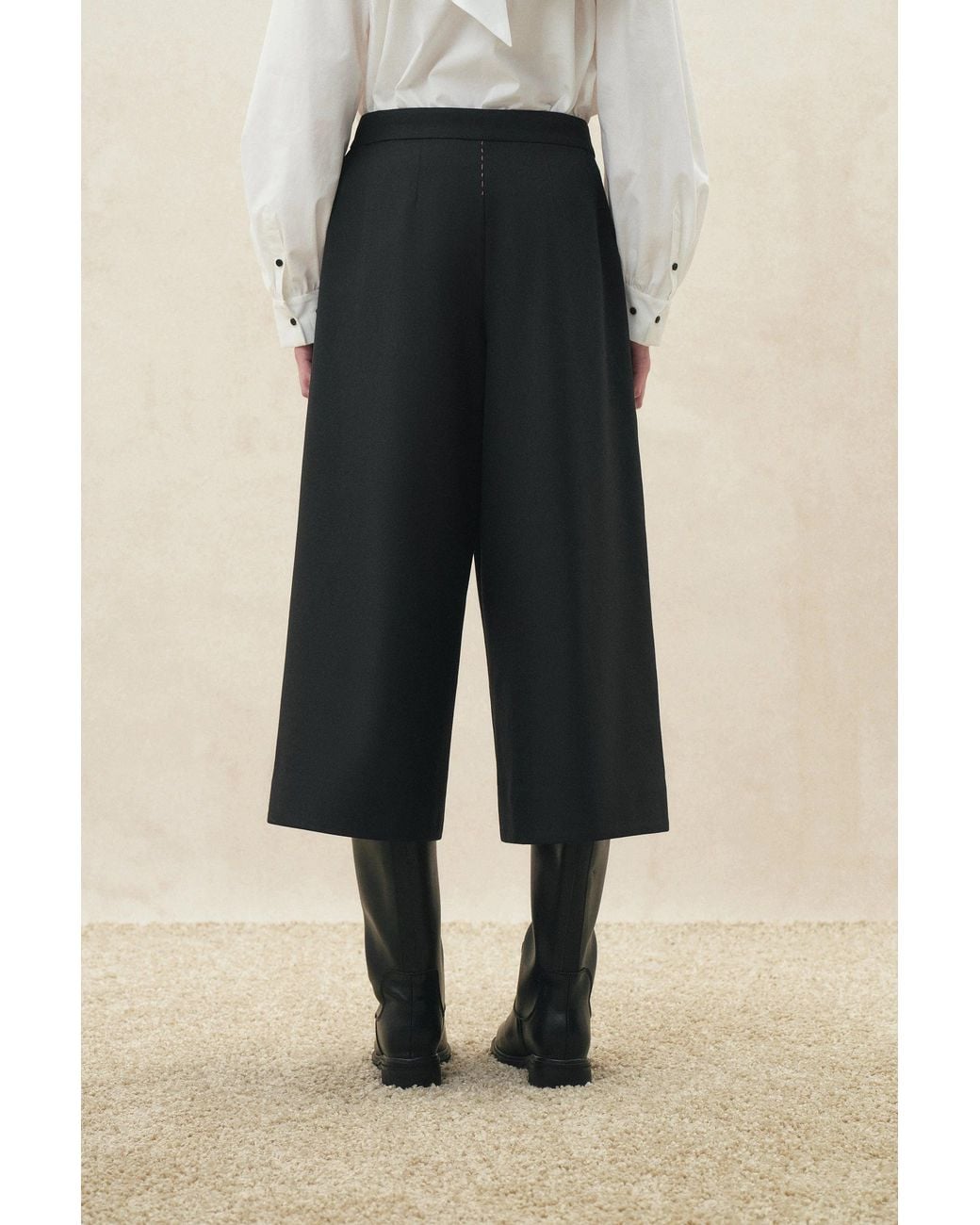Fabrique Black Toranto Cropped Wide Leg Pants